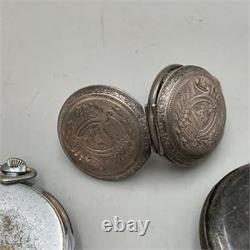 5 Antique Pocket Watches for Parts or Repair Including Diana. 800 Silver Watch