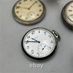 5 Antique Pocket Watches for Parts or Repair Including Diana. 800 Silver Watch