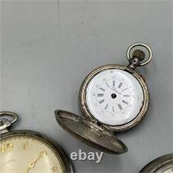 5 Antique Pocket Watches for Parts or Repair Including Diana. 800 Silver Watch