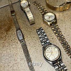 5-Qty Designer Ladies Watches for Parts Repair Bulova Swiss, Mathey Tissot Pulsa