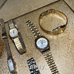 5-Qty Designer Ladies Watches for Parts Repair Bulova Swiss, Mathey Tissot Pulsa