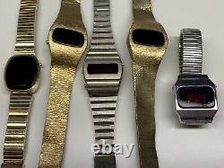 5 vintage led watches as is for parts or repair wittnauer & more
