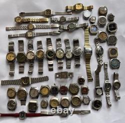 51Scrap Watches Lot Automatic Manual Mixed Brands Seiko Citizen For Parts Repair
