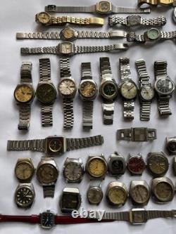 51Scrap Watches Lot Automatic Manual Mixed Brands Seiko Citizen For Parts Repair