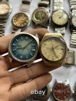 51Scrap Watches Lot Automatic Manual Mixed Brands Seiko Citizen For Parts Repair