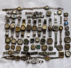 55Scrap Watches Lot Automatic Manual Mixed Brands Seiko Citizen For Parts Repair