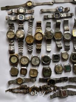 55Scrap Watches Lot Automatic Manual Mixed Brands Seiko Citizen For Parts Repair