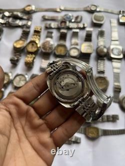 55Scrap Watches Lot Automatic Manual Mixed Brands Seiko Citizen For Parts Repair