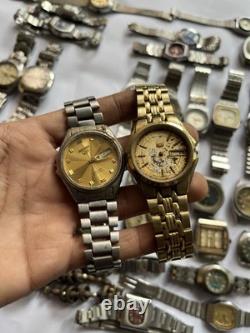 55Scrap Watches Lot Automatic Manual Mixed Brands Seiko Citizen For Parts Repair
