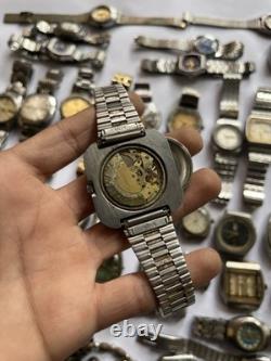 55Scrap Watches Lot Automatic Manual Mixed Brands Seiko Citizen For Parts Repair