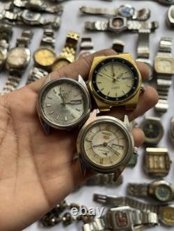 55Scrap Watches Lot Automatic Manual Mixed Brands Seiko Citizen For Parts Repair