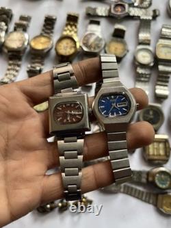 55Scrap Watches Lot Automatic Manual Mixed Brands Seiko Citizen For Parts Repair