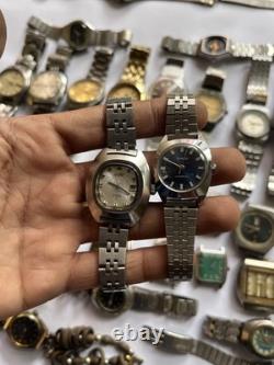55Scrap Watches Lot Automatic Manual Mixed Brands Seiko Citizen For Parts Repair