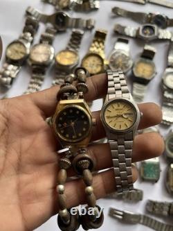 55Scrap Watches Lot Automatic Manual Mixed Brands Seiko Citizen For Parts Repair