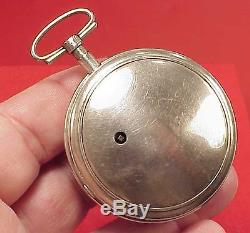 58MM OUTER HORN PAIR CASE LAMY A PARIS Verge Fusee Silver Pocket Watch