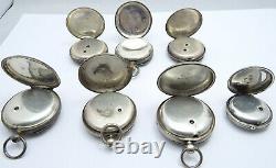 7 Antique silver cased pocket watches 1 fusee 6 not. NONE Working For Parts Only