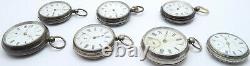 7 Antique silver cased pocket watches 1 fusee 6 not. NONE Working For Parts Only