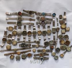 70x VTG Watches Lot Mixed Brands Seiko, Citizen, Omax, Reako, Westend Scrap / Parts