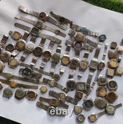70x VTG Watches Lot Mixed Brands Seiko, Citizen, Omax, Reako, Westend Scrap / Parts