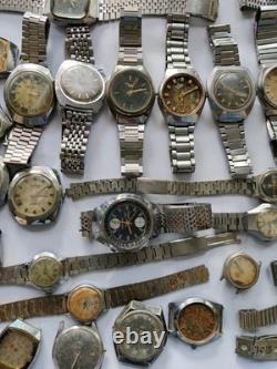 70x VTG Watches Lot Mixed Brands Seiko, Citizen, Omax, Reako, Westend Scrap / Parts