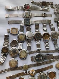 70x VTG Watches Lot Mixed Brands Seiko, Citizen, Omax, Reako, Westend Scrap / Parts