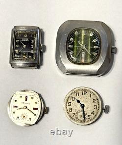 8 Vintage Mechanical Watches & Movements Hamilton Elgin Moeris 4 Running Parts