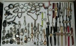 80 Watches Lot PARTS & REPAIR Watch Shop Lot FOSSIL, Geneva, Klein, BKE etc