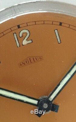 ANGELUS Vintage Clock for parts (8 days movement often used on PANERAI) military