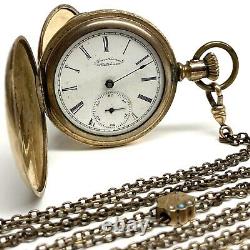 American Waltham 1890 Pocket Watch Parts/Repair Gold Filled Fahys Case withChain
