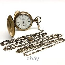 American Waltham 1890 Pocket Watch Parts/Repair Gold Filled Fahys Case withChain