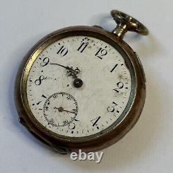 Antique BULLA 800 Silver Pocket Watch Cuivre Depose Brevet Parts / Broken