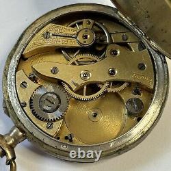 Antique BULLA 800 Silver Pocket Watch Cuivre Depose Brevet Parts / Broken