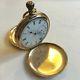 Antique Gold Plated Full Hunter American Waltham Ensign Pocket Watch Not Working