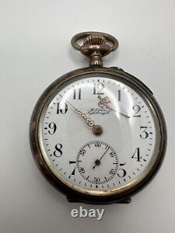 Antique Karl Olsen 800 Silver Pocket Watch For Parts Or Repair 47mm