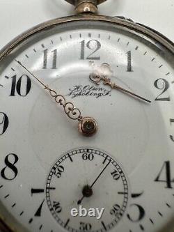 Antique Karl Olsen 800 Silver Pocket Watch For Parts Or Repair 47mm