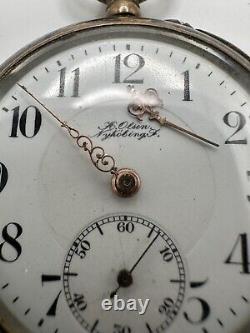 Antique Karl Olsen 800 Silver Pocket Watch For Parts Or Repair 47mm