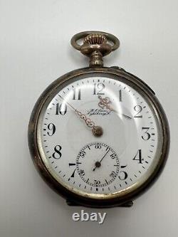 Antique Karl Olsen 800 Silver Pocket Watch For Parts Or Repair 47mm