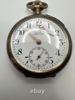 Antique Karl Olsen 800 Silver Pocket Watch For Parts Or Repair 47mm