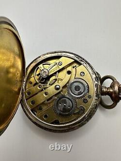 Antique Karl Olsen 800 Silver Pocket Watch For Parts Or Repair 47mm