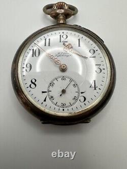 Antique Karl Olsen 800 Silver Pocket Watch For Parts Or Repair 47mm JB13