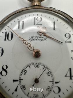 Antique Karl Olsen 800 Silver Pocket Watch For Parts Or Repair 47mm JB13