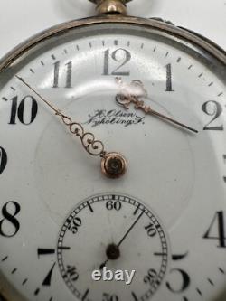 Antique Karl Olsen 800 Silver Pocket Watch For Parts Or Repair 47mm JB13