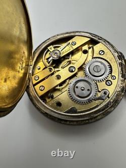 Antique Karl Olsen 800 Silver Pocket Watch For Parts Or Repair 47mm JB13