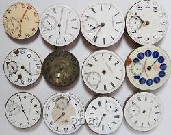 Antique Lot 12 Elgin Pocket Watch 10 12 16 & 18 Movement Parts