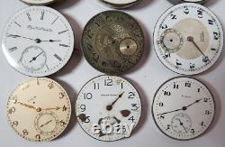 Antique Lot 12 Elgin Pocket Watch 10 12 16 & 18 Movement Parts