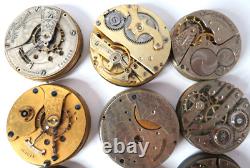 Antique Lot 12 Elgin Pocket Watch 10 12 16 & 18 Movement Parts