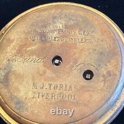 Antique M J Tobias Pocket Watch Liverpool Escapement Key Wind For Parts