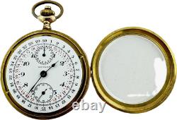 Antique Meylan Mechanical Chronograph Pocket Watch Gold Plated Swiss for Parts