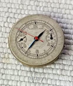 Antique National Park Chronograph Watch Movement Good Balance For Parts/repair