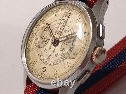 Antique Parkus Chronograph Telemeter 1 Mile Landeron 51 Broken Balance As Is